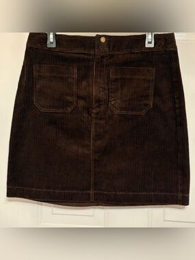 LOFT Beautiful Women's Dark Brown Corduroy Mini Skirt Fall Winter Size 6 EUC